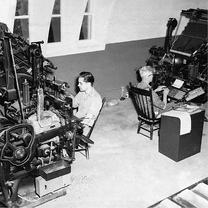 Linotype Operators Gordon Stobbe and Jack Baxted, 1953