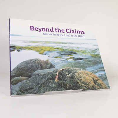 Book cover of Beyond the Claims featuring a rocky shoreline with water and moss in the background