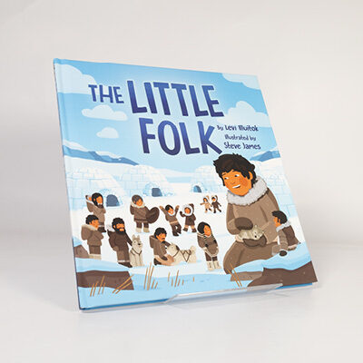 Illustrated book cover of The Little Folk showing children and families in an Arctic village with igloos and snow