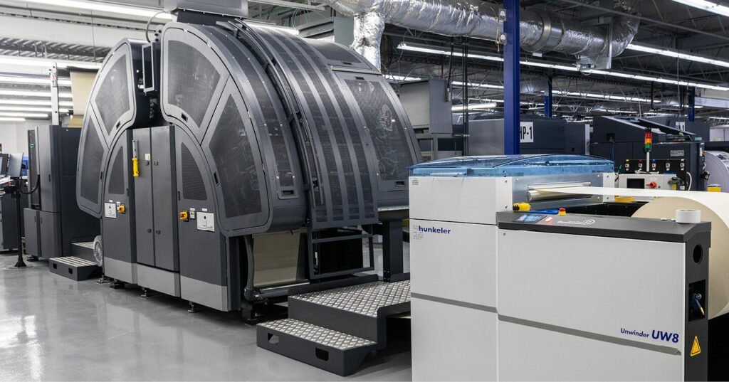 Photo of the HP T250 PageWide inkjet press at Friesens