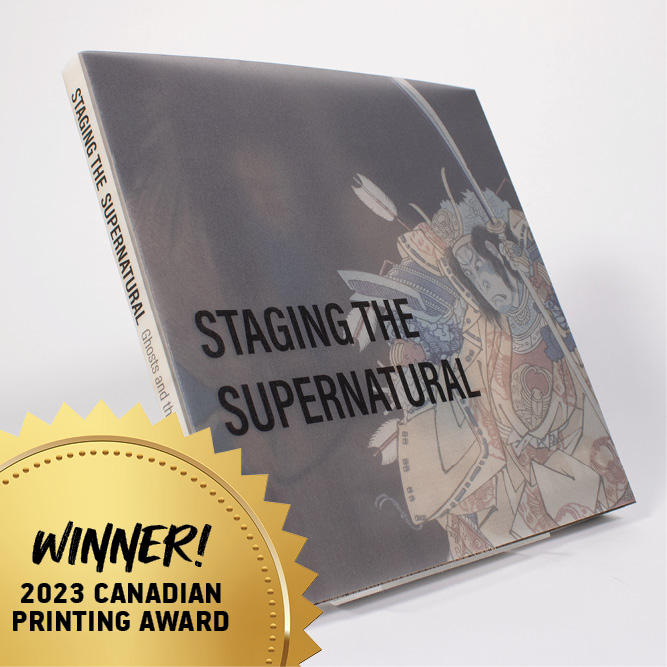 Cover of the book Staging the Supernatural with artwork and a 2023 Canadian Printing Award badge