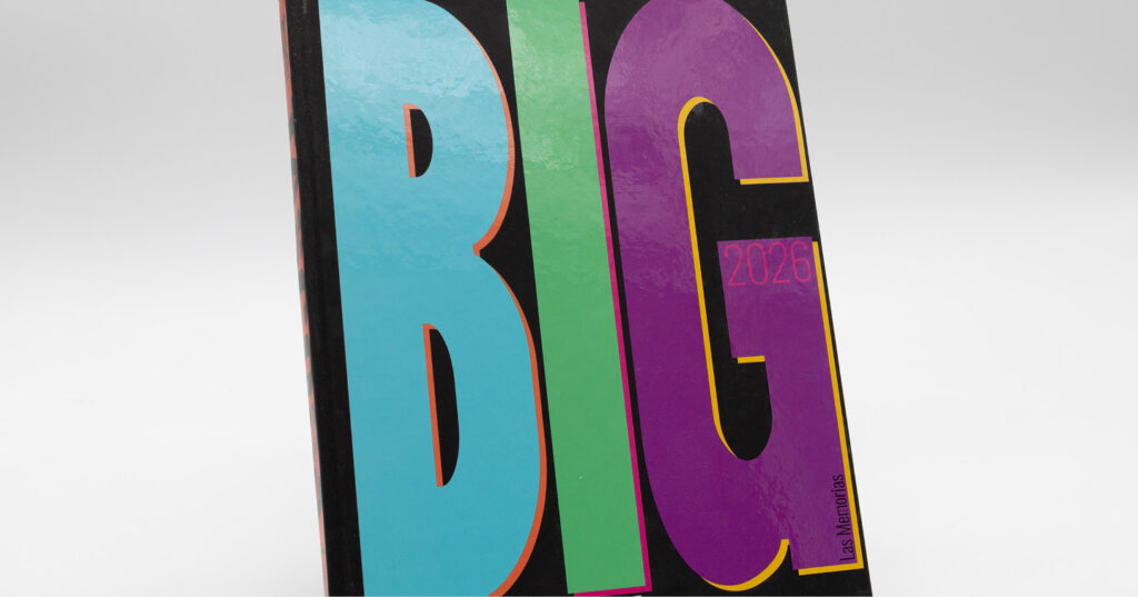 Yearbook cover with oversized colourful typography and Gloss Lamination that enhances colour and shine.
